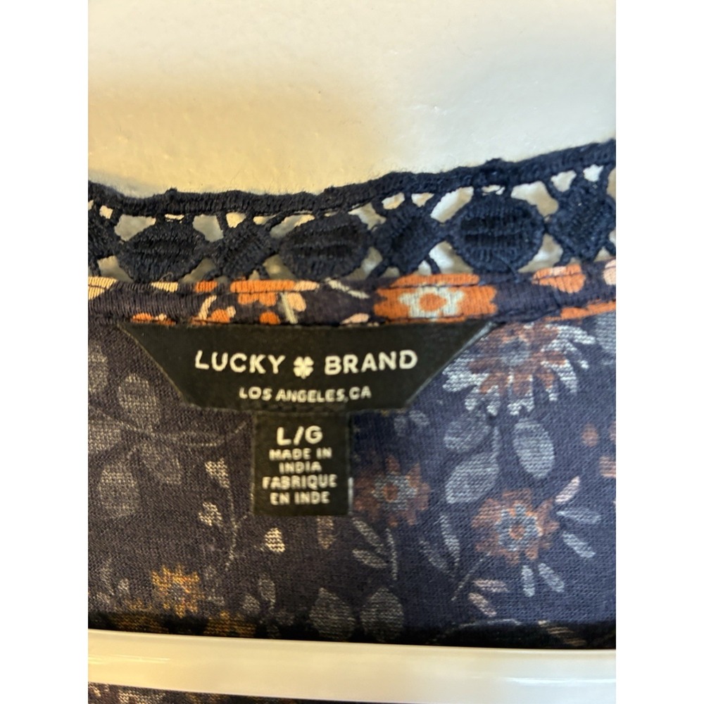 Lucky Brand Tunic Tank Top Sz Large Cotton/ Modal Blend Boho Cottage Floral - Picture 2 of 8